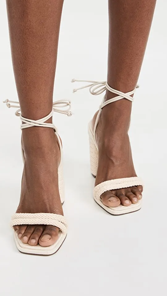 Style Block Toe Shell Egg Heeled Leenah Open Up Crochet Cord Lace Sandals Augmented reality Schutz Same-day shipping