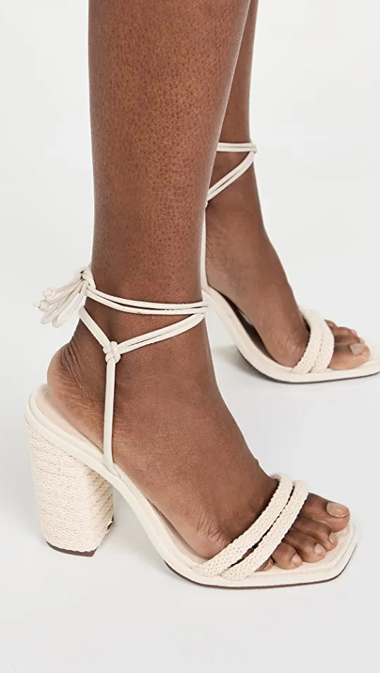 Style Block Toe Shell Egg Heeled Leenah Open Up Crochet Cord Lace Sandals Augmented reality Schutz Same-day shipping