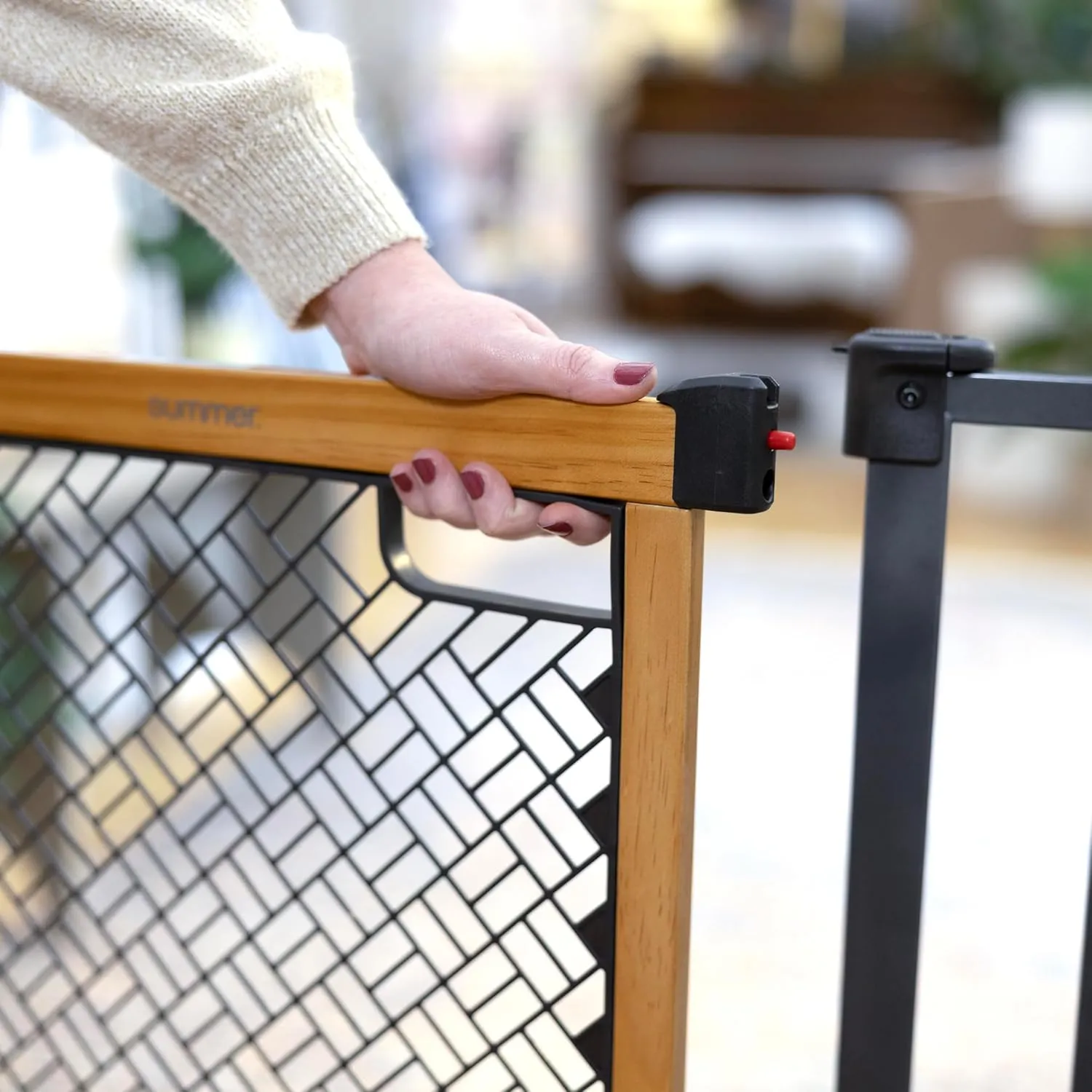 Summer Infant Ingenuity Thruway 60XW Series Extra Wide Safety Pet&Baby Gate,30"-60" Wide,26" Tall,Pressure or Hardware Mounted,Install Wall to Wall in Doorway or Stairway–Honey Oak Stained Wood&Metal