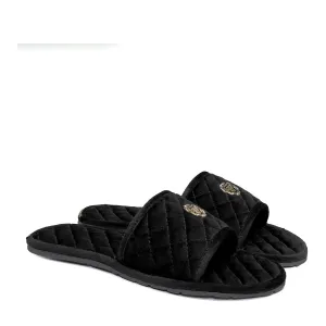 Super Soft Slide-in Slippers in Black Italian Velvet