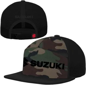 SUZUKI Camo Flat Bill Baseball Cap 990A0-17205, Black
