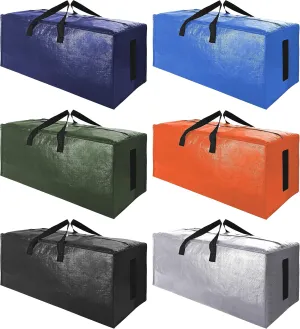SWEET DOLPHIN 6 Pack Extra Large Moving Bags with Strong Zippers & Carrying Handles, Heavy Duty Storage Tote for Space Saving Moving Storage, Fold Flat, Alternative to Moving Box (Multicolored)