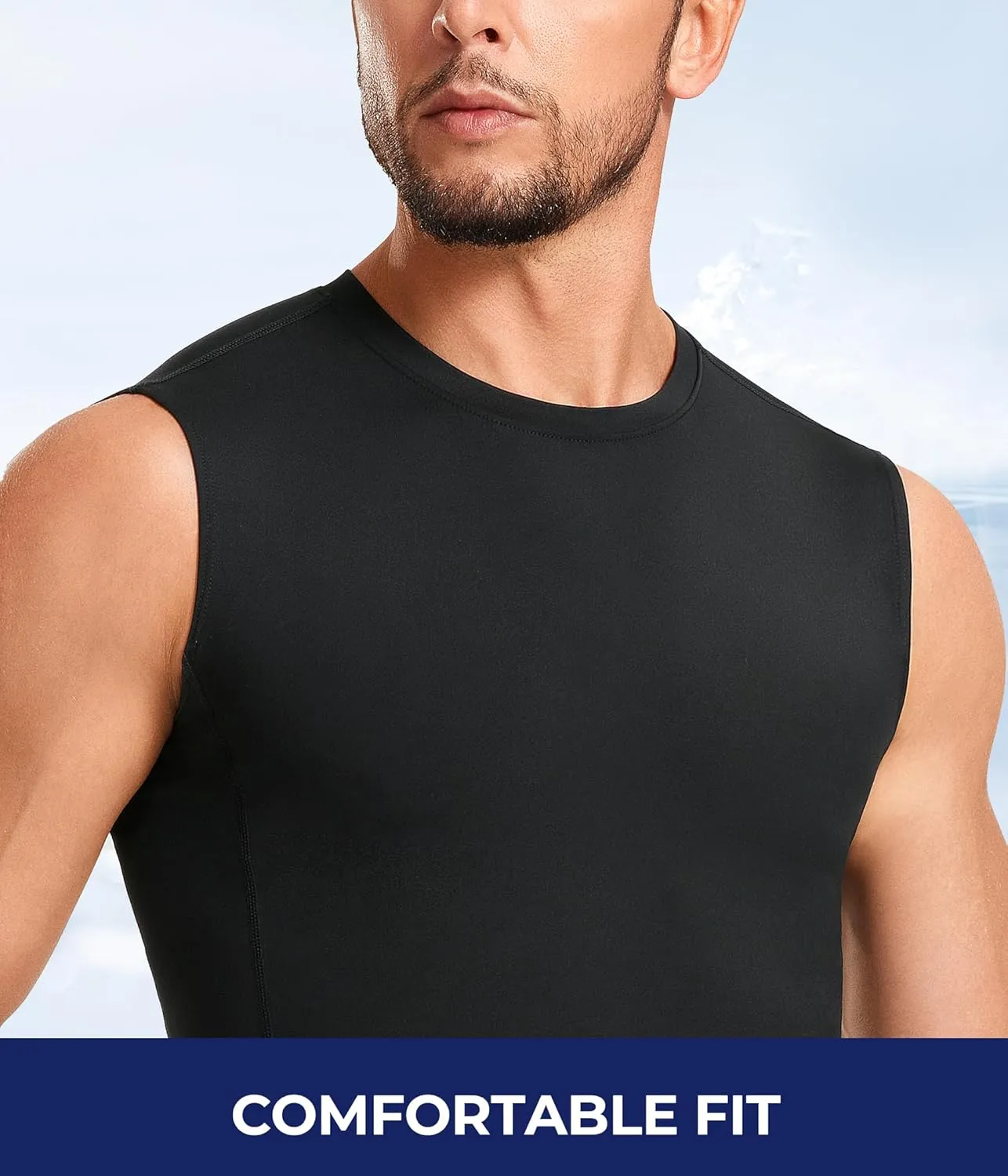 TAILONG 2 Pack Compression Shirt Men - Athletic Base Layer Sleeveless Workout Tank Top Slimming Undershirt