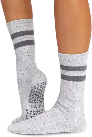 TAVI Kai Fashion Crew Grip Socks - For Slipper Barre, Pilates, and Yoga - with Grips for Women and Men