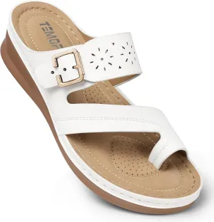 TEMOFON Flip Flops for Women Summer: Comfortable Walking Sandals,Arch Support,Orthopedic Bunion Sandal, Dressy Black/Navy/White Sandals Size 5-11