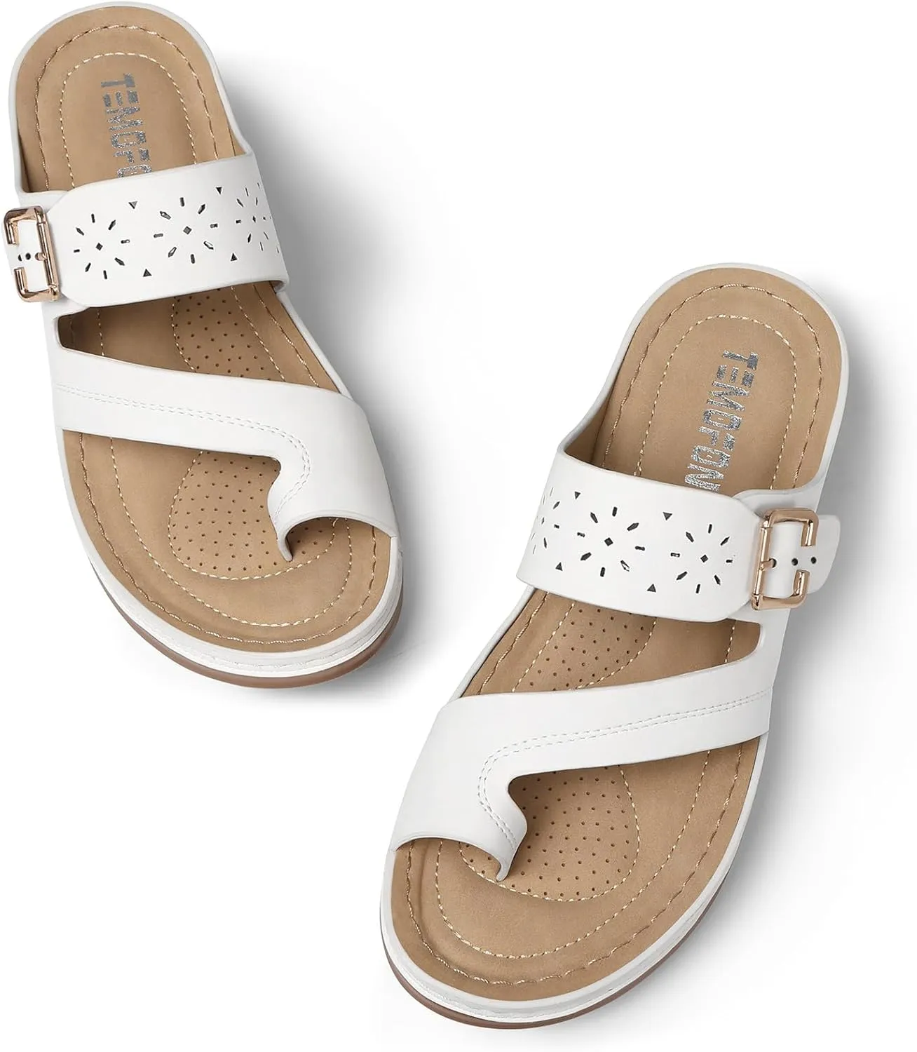 TEMOFON Flip Flops for Women Summer: Comfortable Walking Sandals,Arch Support,Orthopedic Bunion Sandal, Dressy Black/Navy/White Sandals Size 5-11