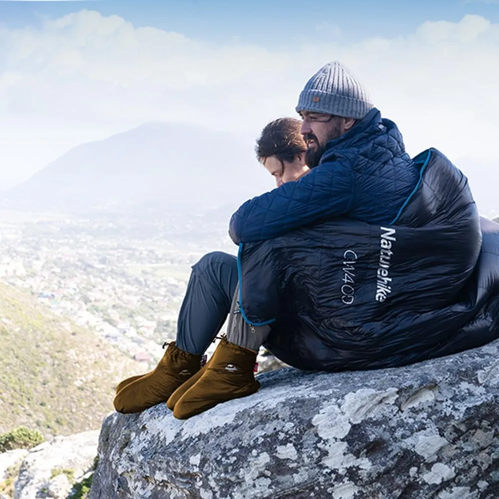 Tentock Ultralight Winter Goose Down Booties Socks Slippers Warm Soft Cozy Water-Resistant for Camping Backpacking Indoor Down Filled Slipper Boots with Storage Bag