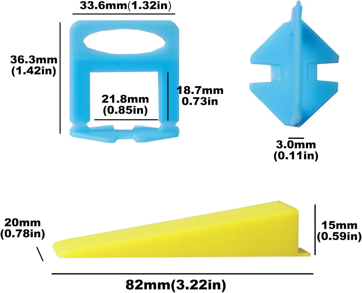 Tile Leveling System with 300 Premium Blue Tile Spacers, 100 Reusable Wedges, and Tile Plier - Professional DIY Tile Leveling Kit（1/8inch,3.0mm）