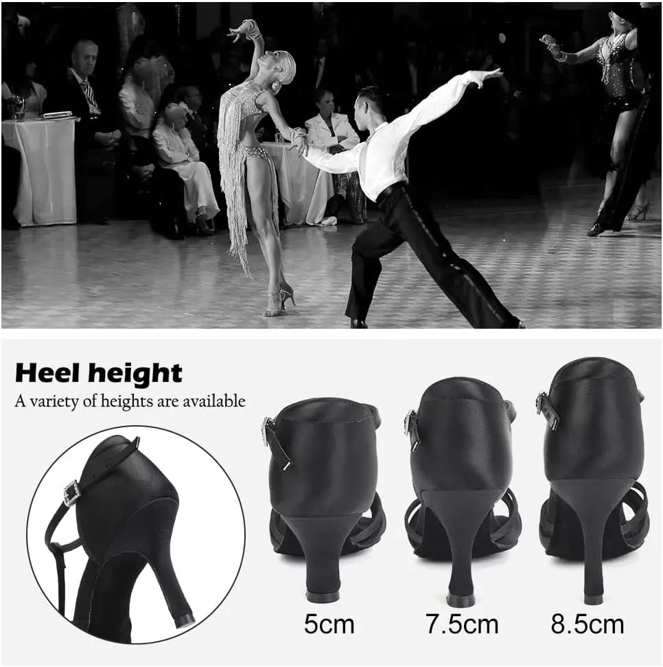 TINRYMX Women Latin Dance Shoes T-Strap Ballroom Salsa Cha-cha Professional Practice Dance Shoes,Model 3038TXD