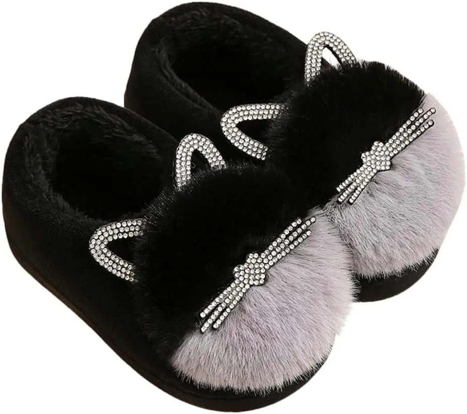 Toddler Cute Cat House Slippers - Fuzzy Winter Warm Soft House Shoes for Girls