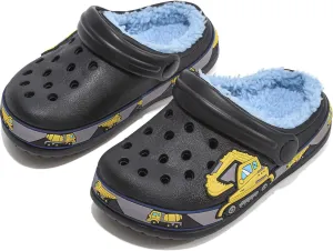 Toddler Lined Clog Slippers Winter Garden Sandals Kids House Shoes Warm Slip On Sneakers Cartoon Slides for Boys and Girls