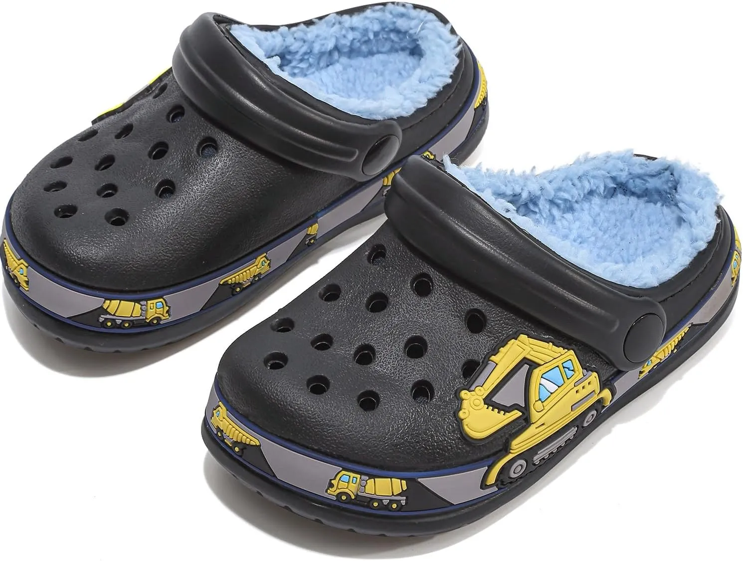 Toddler Lined Clog Slippers Winter Garden Sandals Kids House Shoes Warm Slip On Sneakers Cartoon Slides for Boys and Girls