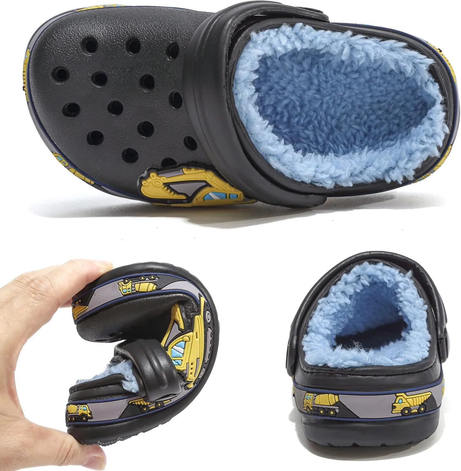 Toddler Lined Clog Slippers Winter Garden Sandals Kids House Shoes Warm Slip On Sneakers Cartoon Slides for Boys and Girls