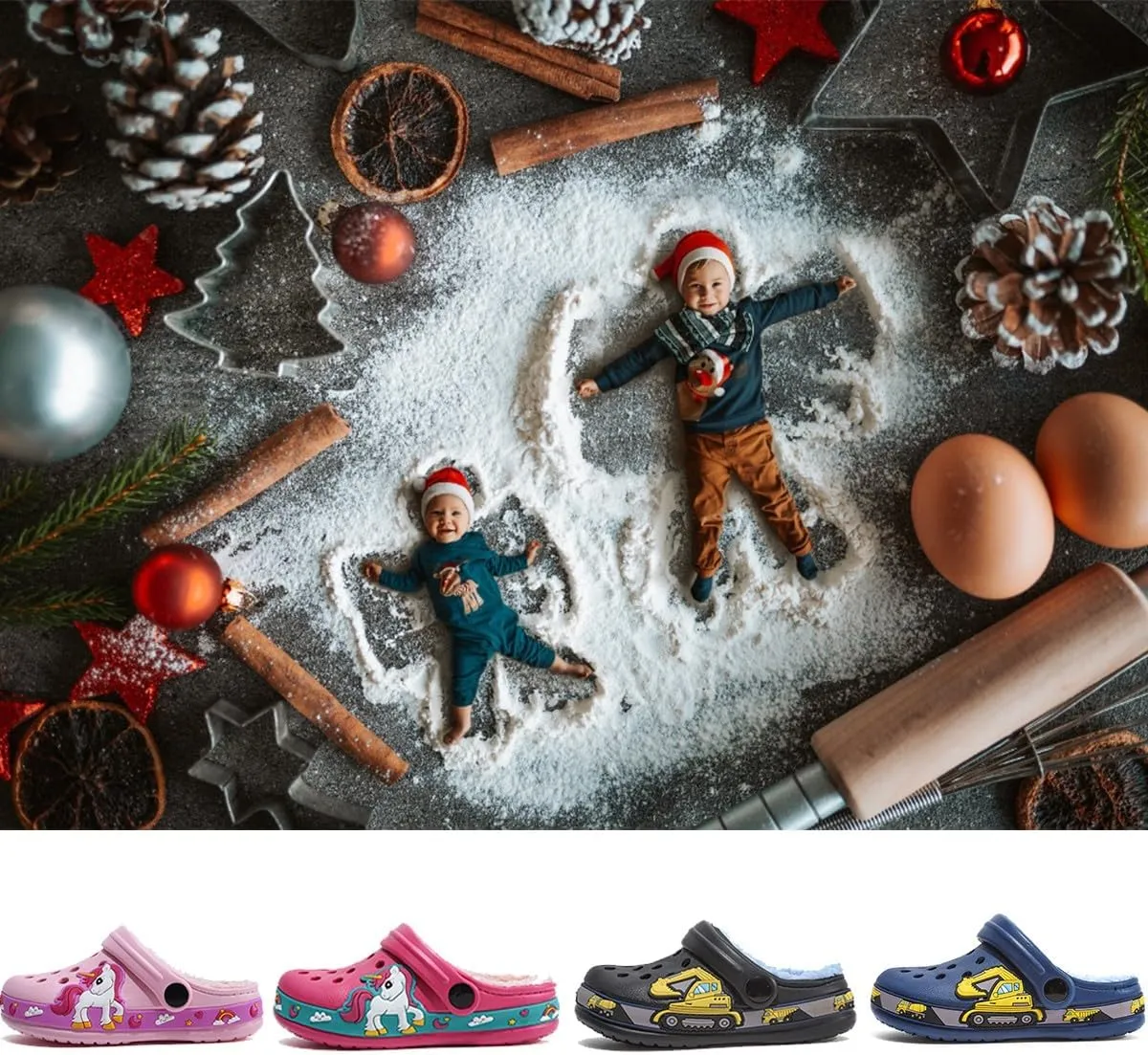 Toddler Lined Clog Slippers Winter Garden Sandals Kids House Shoes Warm Slip On Sneakers Cartoon Slides for Boys and Girls