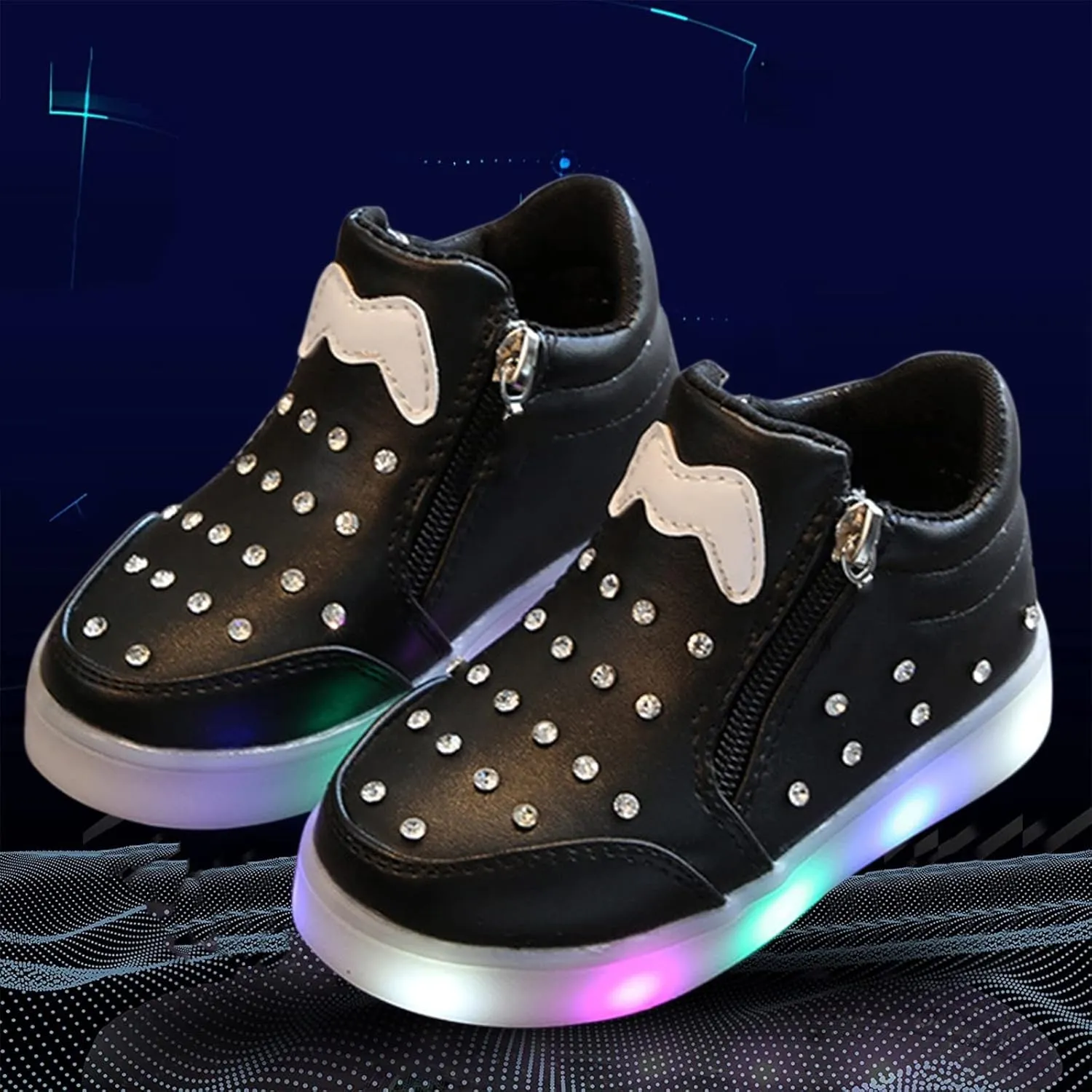 Toddler Pearl Flat Sneaker Ankle Side Zipper Soft Sole Sport Shoes Outdoor Baby Boys Kids First Walking Non Slip Running