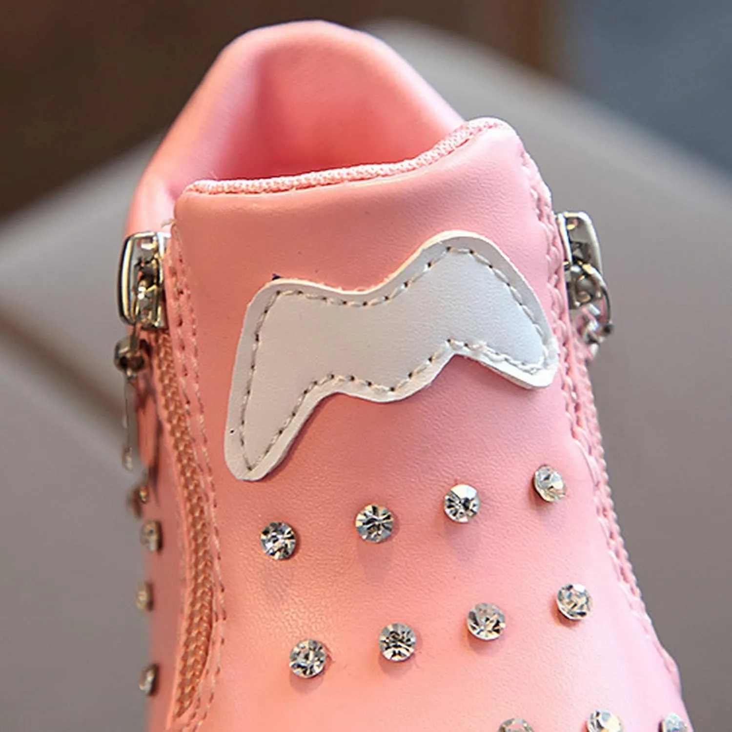 Toddler Pearl Flat Sneaker Ankle Side Zipper Soft Sole Sport Shoes Outdoor Baby Boys Kids First Walking Non Slip Running