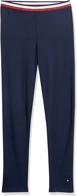 Tommy Hilfiger Girl's Stretch Jersey Leggings, Full-length Pants With Classic Logo Trimming