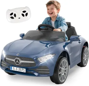 Track Seven 12V Kids Electric Ride On Car Licensed Mercedes-Benz CLS 350, Parent Remote Control, Four Wheel Suspension, Music, Power Display, Outdoor Toys for Boys Girls Toddlers Ages 2-4 (Blue)