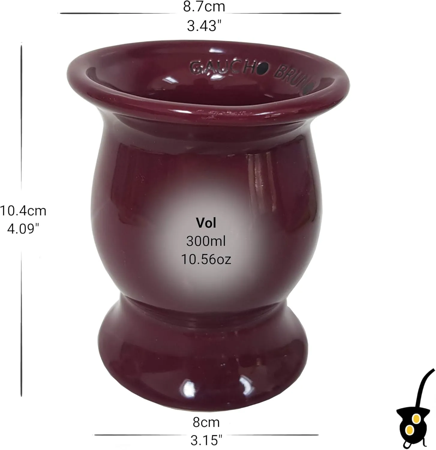 Traditional Shaped Ceramic Yerba Mate Cup - Reusable and Easy Cleaning - for Home and Travel Use