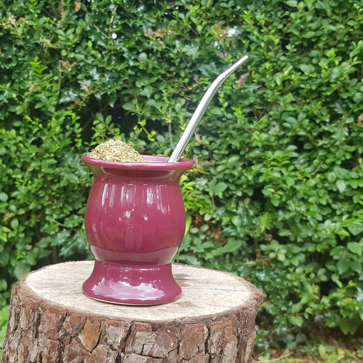 Traditional Shaped Ceramic Yerba Mate Cup - Reusable and Easy Cleaning - for Home and Travel Use