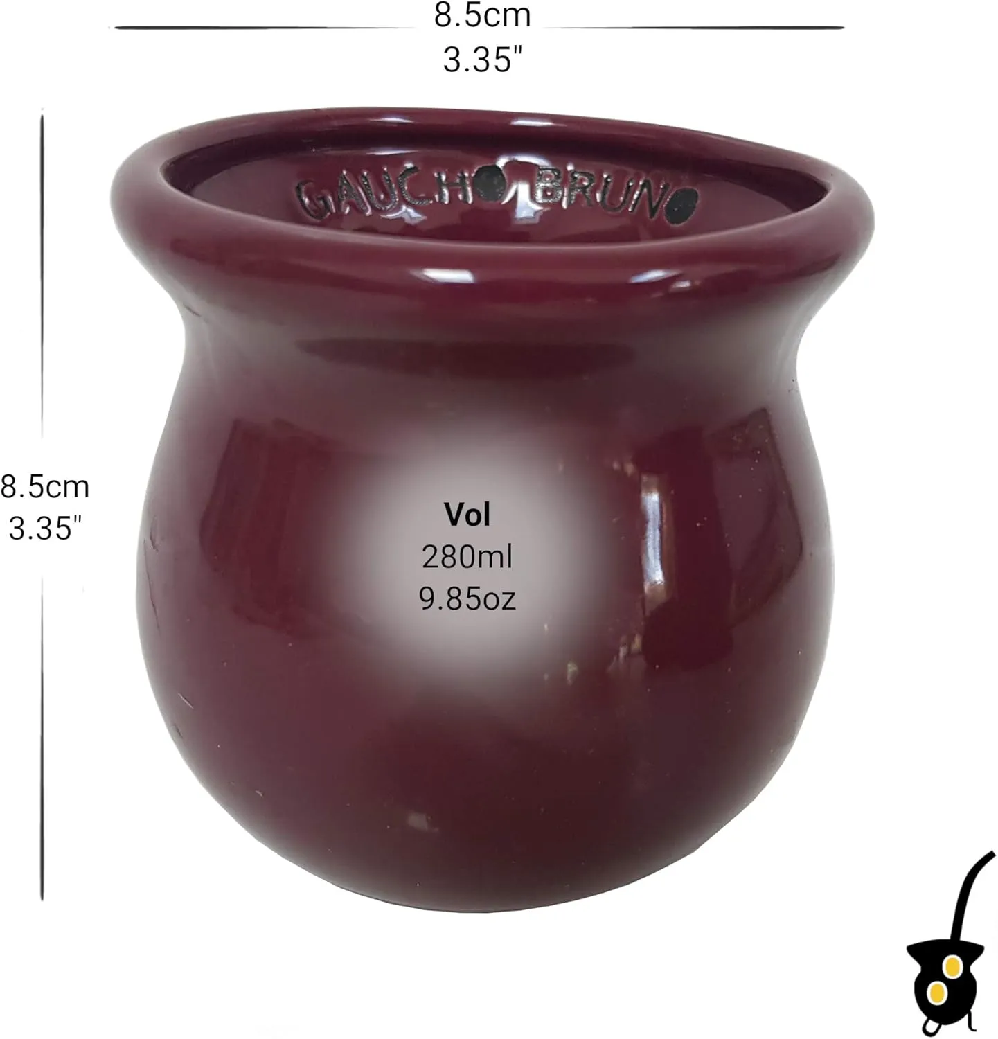 Traditional Shaped Ceramic Yerba Mate Cup - Reusable and Easy Cleaning - for Home and Travel Use