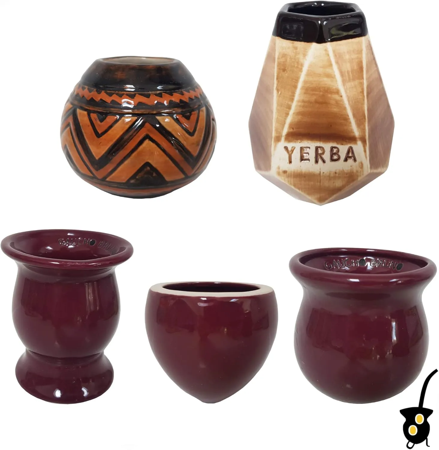 Traditional Shaped Ceramic Yerba Mate Cup - Reusable and Easy Cleaning - for Home and Travel Use
