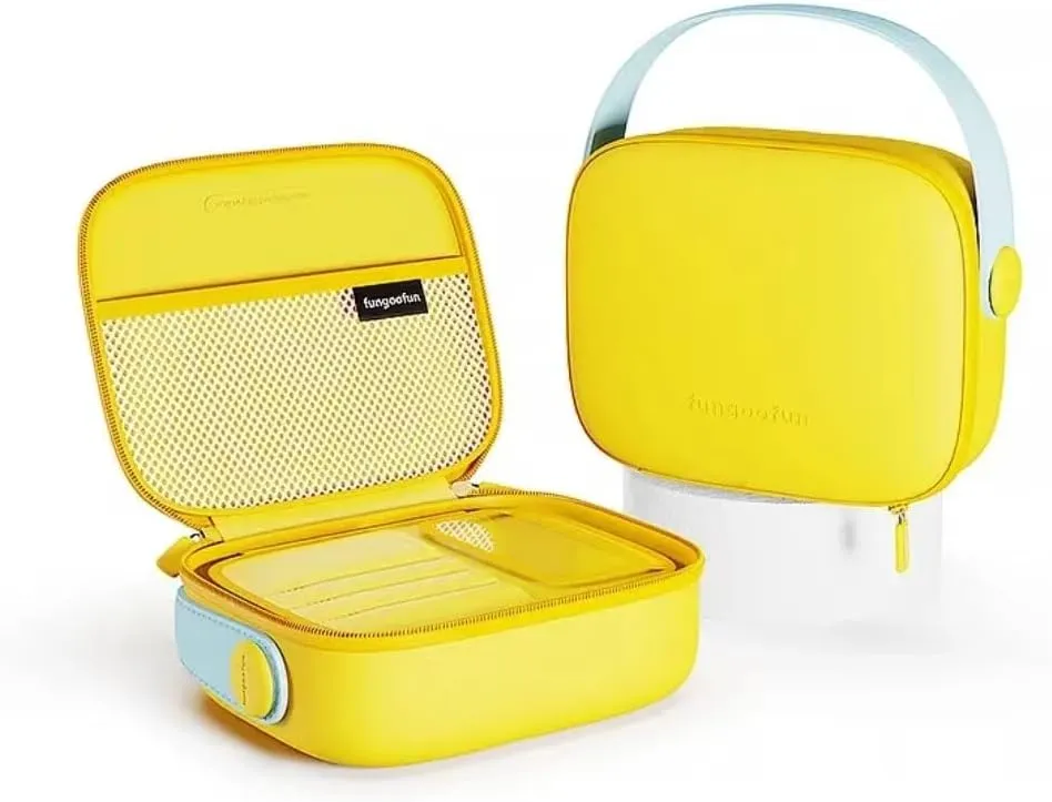 Travel Makeup Bag -EVA material, Large Capacity, Waterproof, Easy to Clean, Segregated, Perfect for Women, Girls - Essential Organizer for Makeup, Skincare, Charger & Eyeliner (Yellow, L size)
