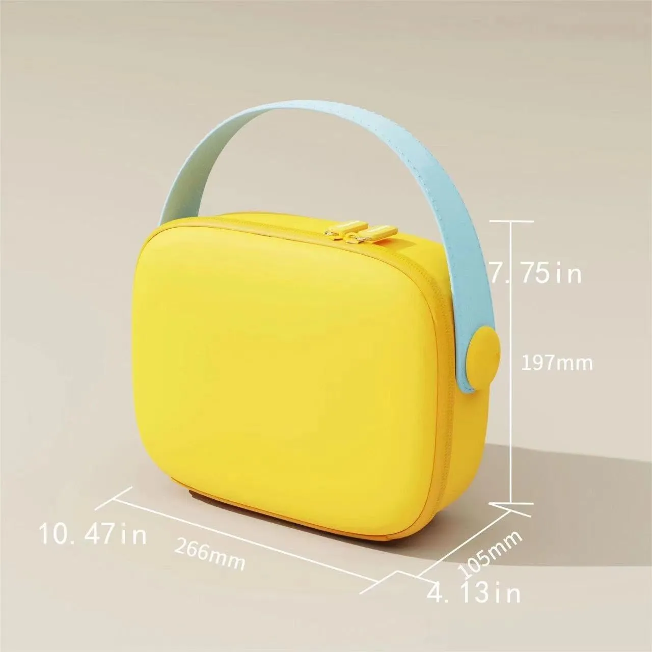 Travel Makeup Bag -EVA material, Large Capacity, Waterproof, Easy to Clean, Segregated, Perfect for Women, Girls - Essential Organizer for Makeup, Skincare, Charger & Eyeliner (Yellow, L size)