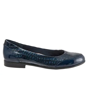 Trotters Arnello T1751-408 Womens Blue Narrow Leather Loafer Flats Shoes