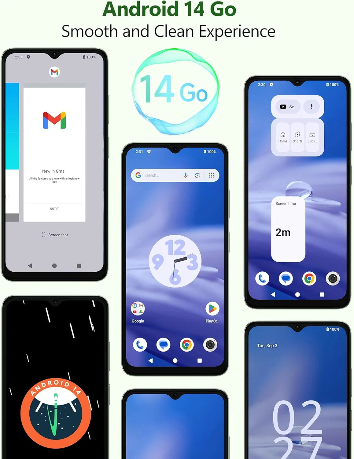Ulefone Note 19 Phone Unlocked, 6.56 inch HD  Display, Android 14 Go, Octa-Core 6GB 32GB, 5000mAh Battery, 3-Card Slots, Dual 4G LTE, 8MP 5MP Camera, GPS/Face Recognition - Green