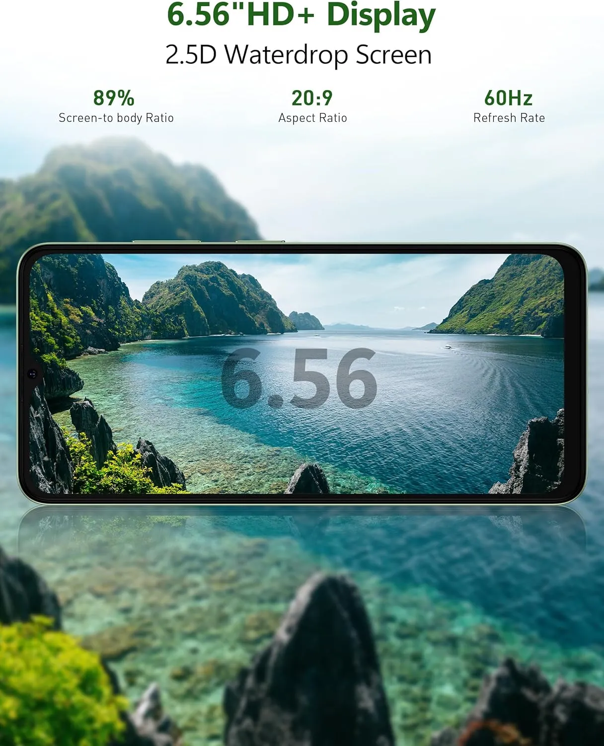 Ulefone Note 19 Phone Unlocked, 6.56 inch HD  Display, Android 14 Go, Octa-Core 6GB 32GB, 5000mAh Battery, 3-Card Slots, Dual 4G LTE, 8MP 5MP Camera, GPS/Face Recognition - Green