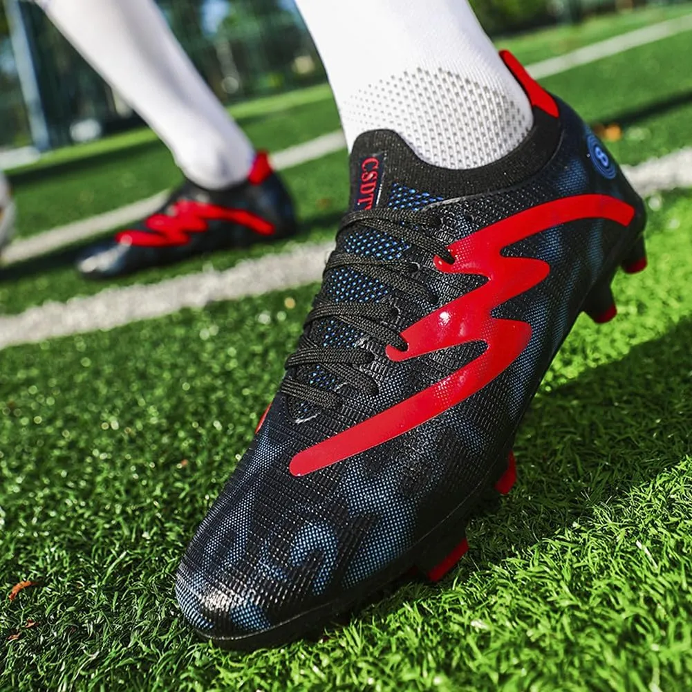 Unisex FG Cleats Training Athletic Non-Slip Long Studs High-Top Football Soccer Shoes for Youth