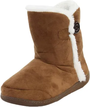 Unisex Warm Winter Memory Foam Button Slipper Boots for Women House Booties - Cozy Suede, Soft, Furry Footwear for Men