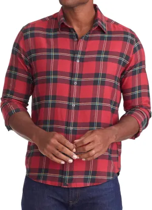 UNTUCKit Ardenga Flannel Shirt - Untucked Shirt for Men, Long Sleeve, Red Plaid, Slim Fit