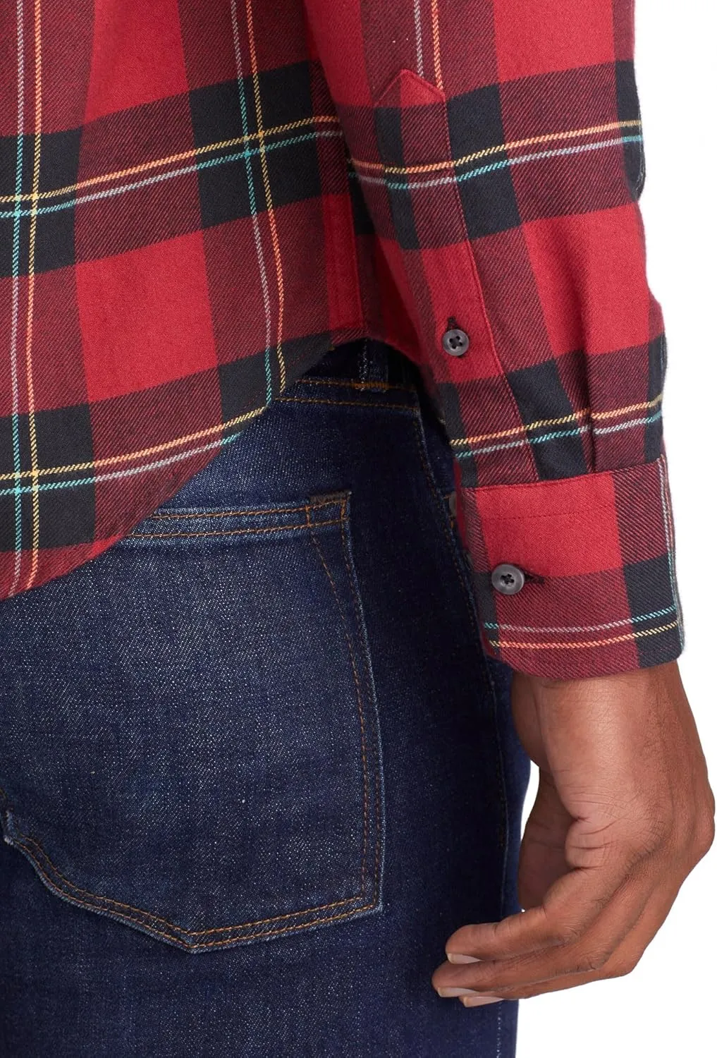 UNTUCKit Ardenga Flannel Shirt - Untucked Shirt for Men, Long Sleeve, Red Plaid, Slim Fit