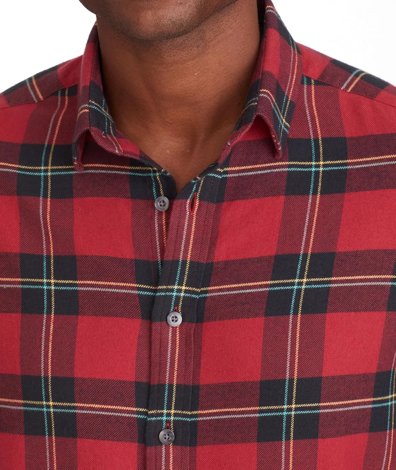UNTUCKit Ardenga Flannel Shirt - Untucked Shirt for Men, Long Sleeve, Red Plaid, Slim Fit