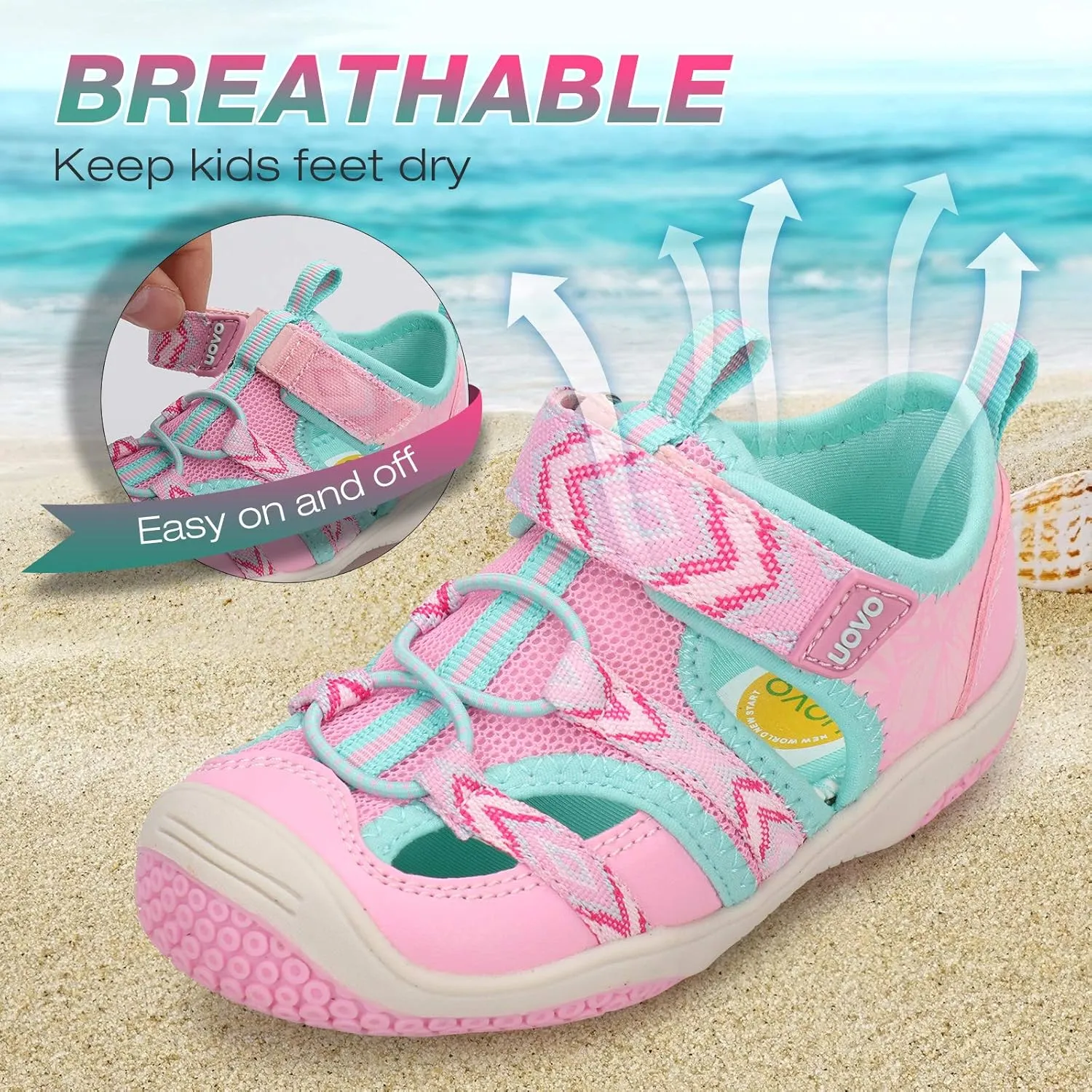 UOVO Boys Girls Sandals Summer Shoes Closed Toe Lightweight Outdoor Athletic Sports (Toddler/Little Kid/Big Kid)