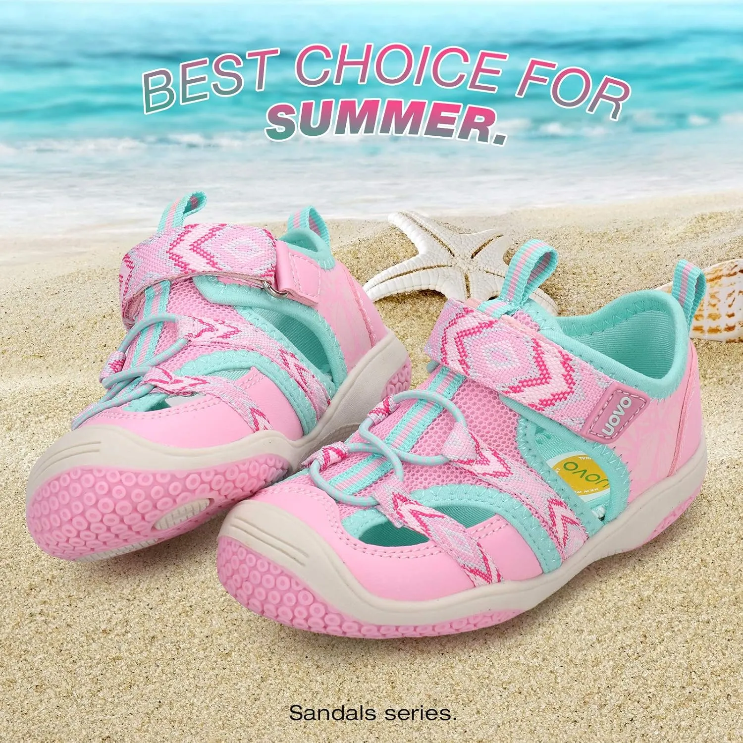 UOVO Boys Girls Sandals Summer Shoes Closed Toe Lightweight Outdoor Athletic Sports (Toddler/Little Kid/Big Kid)