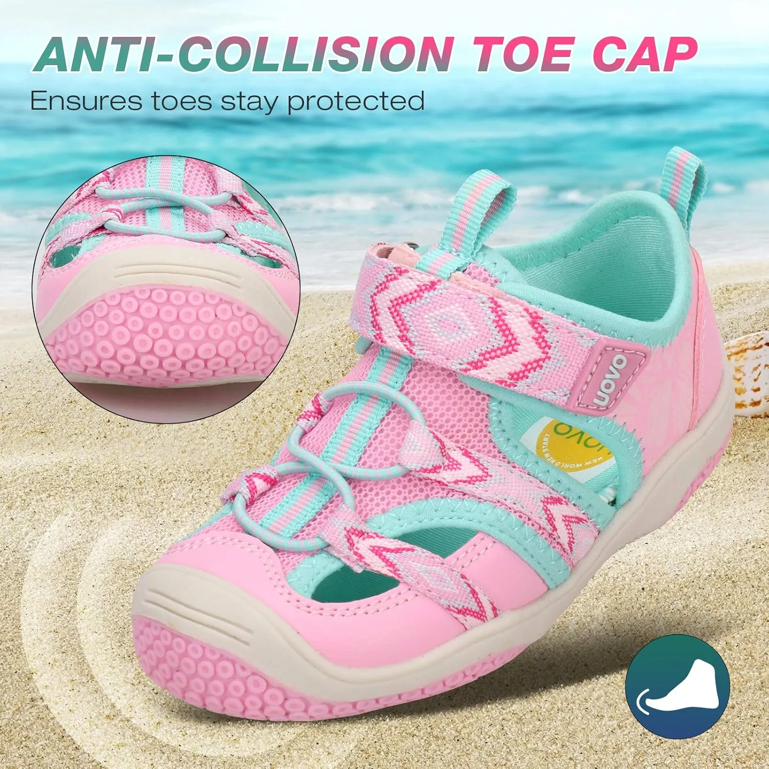 UOVO Boys Girls Sandals Summer Shoes Closed Toe Lightweight Outdoor Athletic Sports (Toddler/Little Kid/Big Kid)