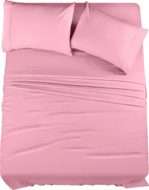 Utopia Bedding Queen Bed Sheets Set - 4 Piece Bedding - Brushed Microfiber - Shrinkage and Fade Resistant - Easy Care (Queen, Pink)