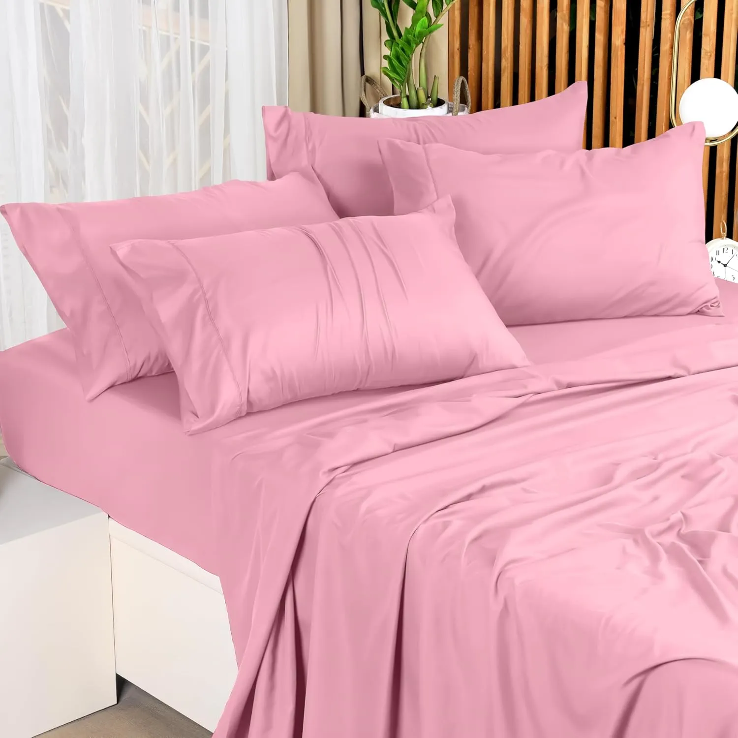 Utopia Bedding Queen Bed Sheets Set - 4 Piece Bedding - Brushed Microfiber - Shrinkage and Fade Resistant - Easy Care (Queen, Pink)