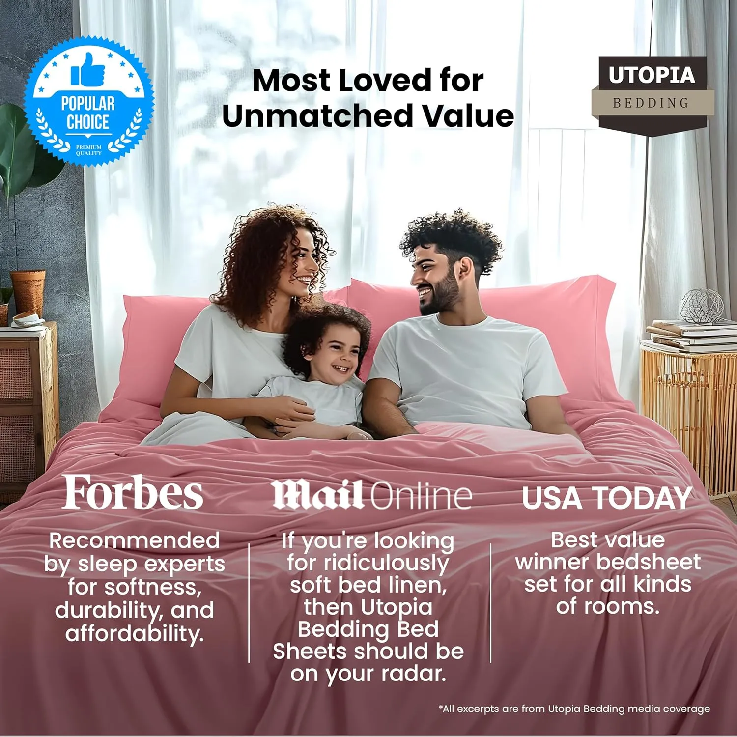 Utopia Bedding Queen Bed Sheets Set - 4 Piece Bedding - Brushed Microfiber - Shrinkage and Fade Resistant - Easy Care (Queen, Pink)