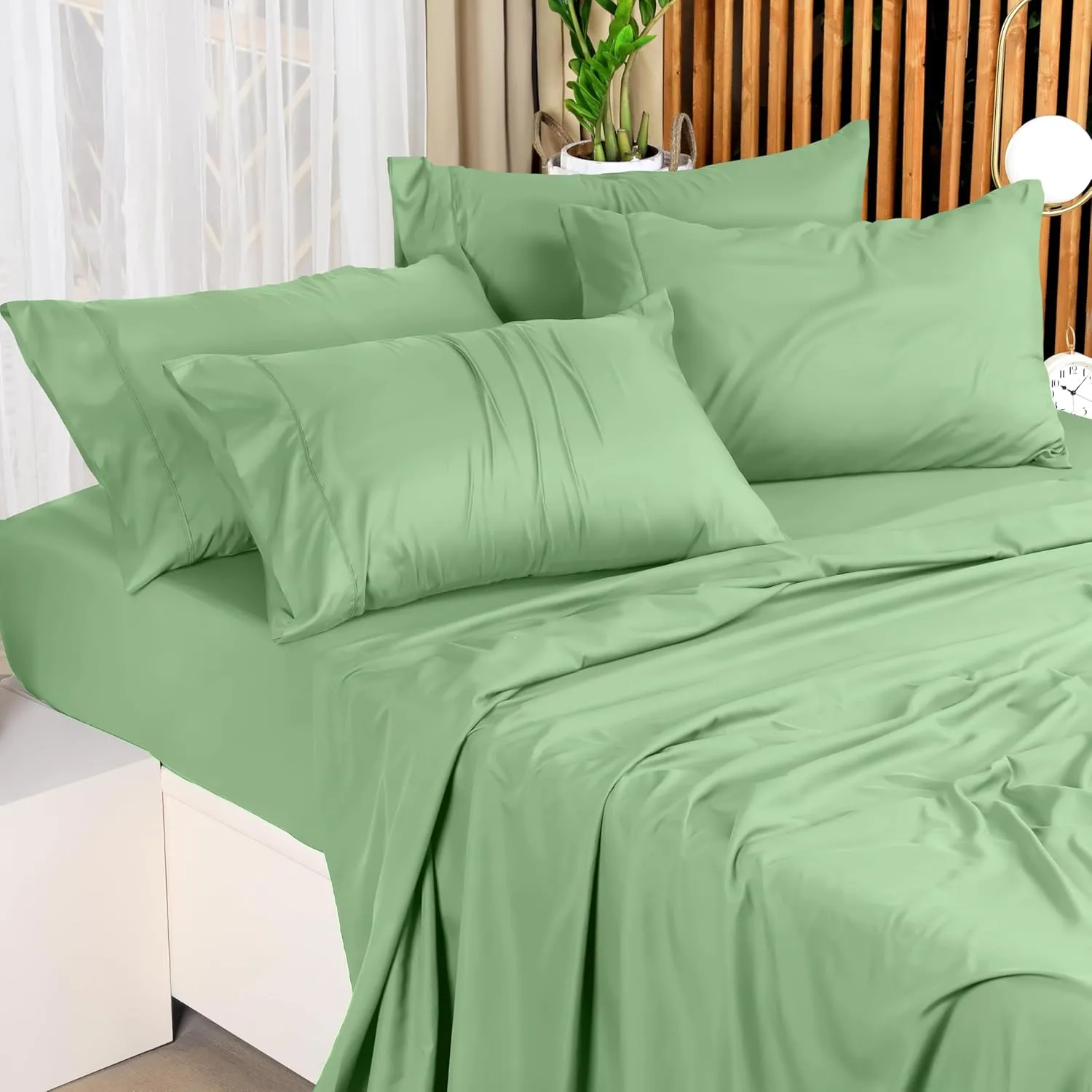 Utopia Bedding Queen Bed Sheets Set - 4 Piece Bedding - Brushed Microfiber - Shrinkage and Fade Resistant - Easy Care (Queen, Sage)