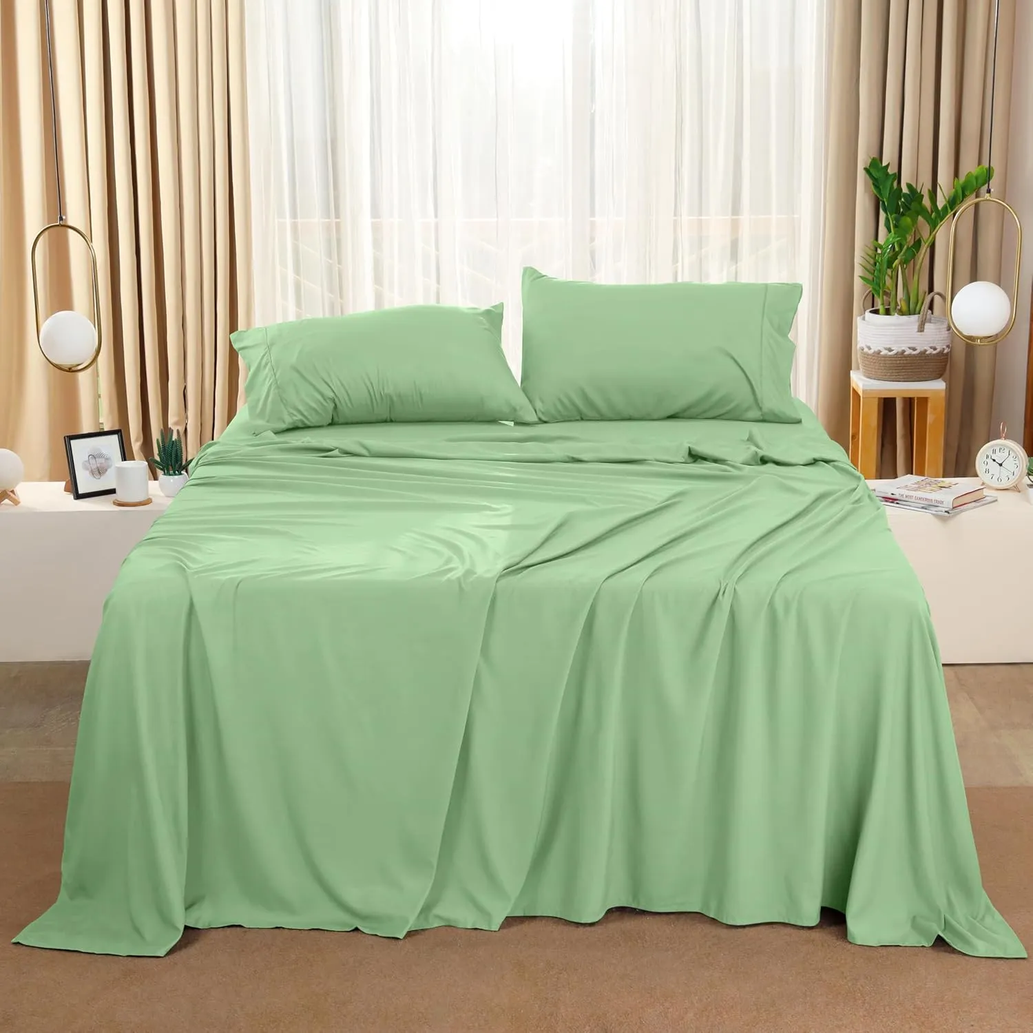 Utopia Bedding Queen Bed Sheets Set - 4 Piece Bedding - Brushed Microfiber - Shrinkage and Fade Resistant - Easy Care (Queen, Sage)