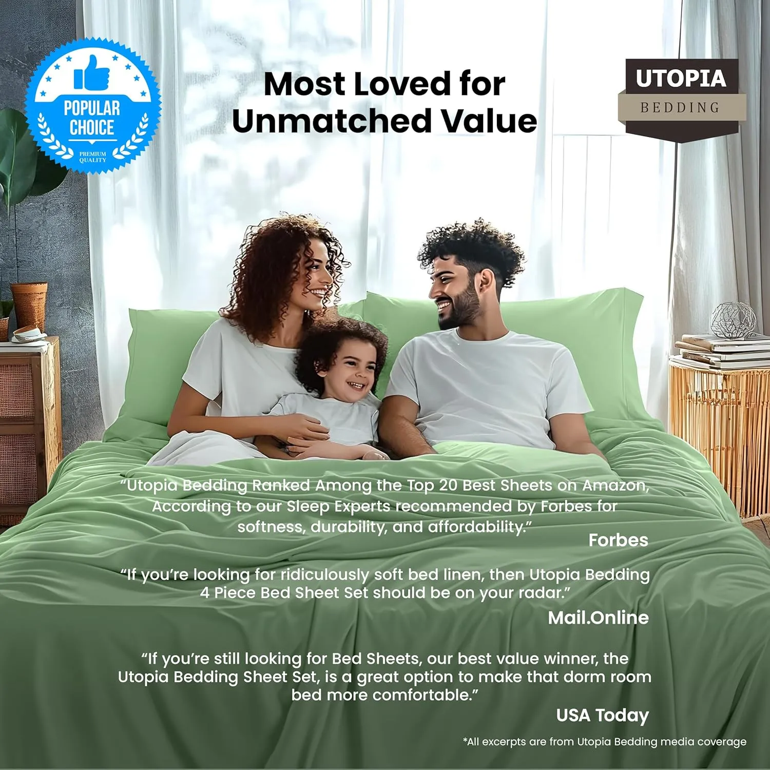 Utopia Bedding Queen Bed Sheets Set - 4 Piece Bedding - Brushed Microfiber - Shrinkage and Fade Resistant - Easy Care (Queen, Sage)