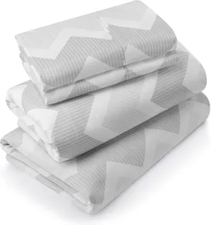 Utopia Bedding Queen Sheet Set, Soft Microfiber 4 Piece Bed Sheets with 15" Deep Pocket - Easy Care Brushed Microfiber (Chevron - Grey)