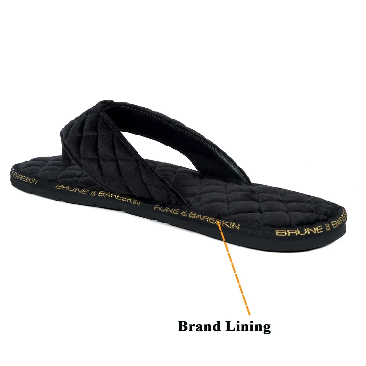 V-Shaped Quilted Slippers with Black Brand Lining Velvet