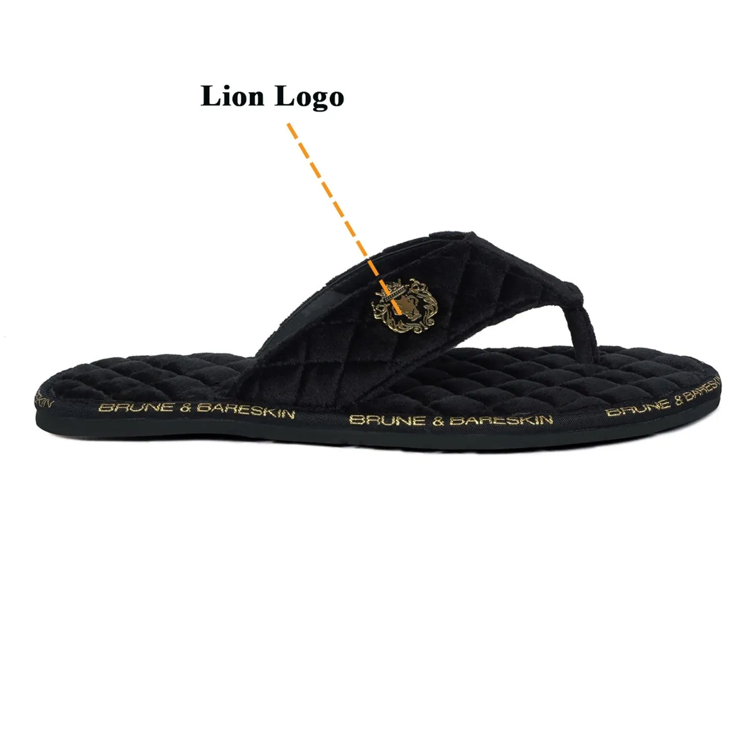 V-Shaped Quilted Slippers with Black Brand Lining Velvet