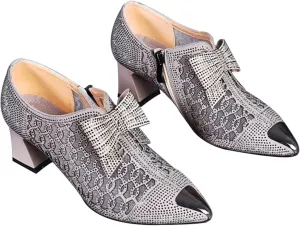 VALINK Women's Sandal, Rhinestone Hollow Chunky Heel Shoes Beautiful Comfortable Heeled Sandals for Party Wedding
