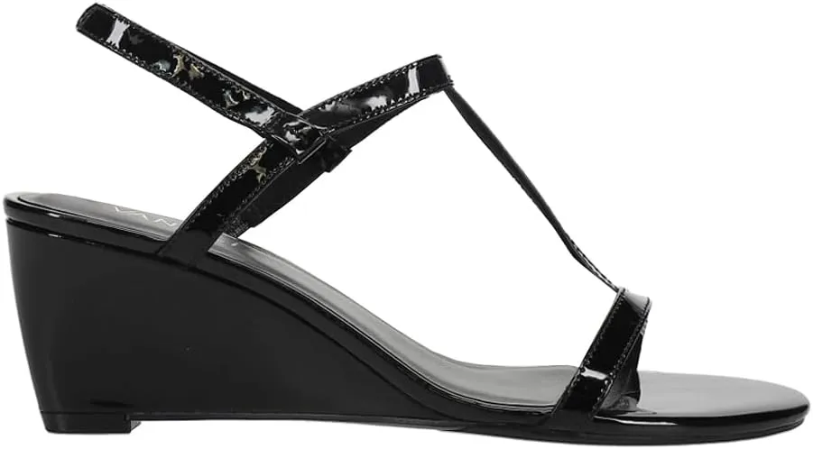 Vaneli Women's Mohan Wedge Sandal, Black Patent, 7.5